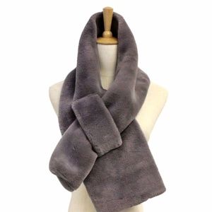 FALL WINTER SOLID FAUX FUR PULL THROUGH SCARF